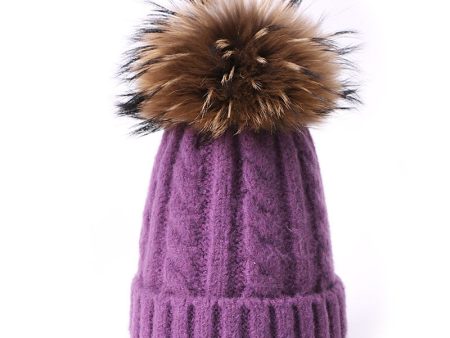 Wholesale Winter Wool Ball Knitted Hat Solid Color Thickened Warm Wool Adult and Children Parent-child Hat Online Sale