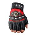 Wholesale Skull Head Rivet Half Finger Leather Gloves Online Hot Sale