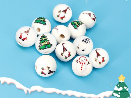 Wholesale 10PCS Christmas Decoration Wooden Beads DIY Children’s Round Beads Discount