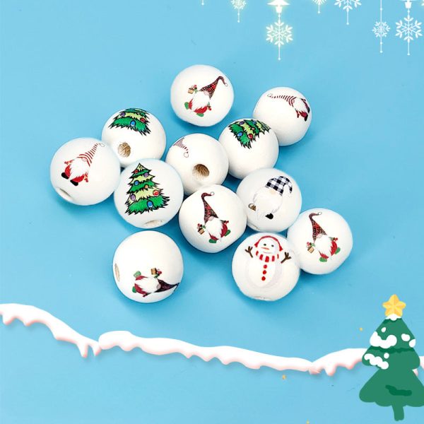 Wholesale 10PCS Christmas Decoration Wooden Beads DIY Children’s Round Beads Discount