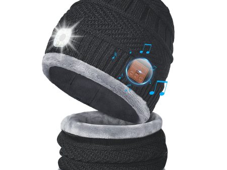 Wholesale LED Lighting Knitted Hats Binaural Stereo Bluetooth Headphones Music Scarf Hat Set Supply