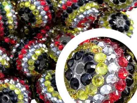 Wholesale 20MM Resin Diamond Ball Beads Red White and Black Striped Diamond Ball Beads Sale