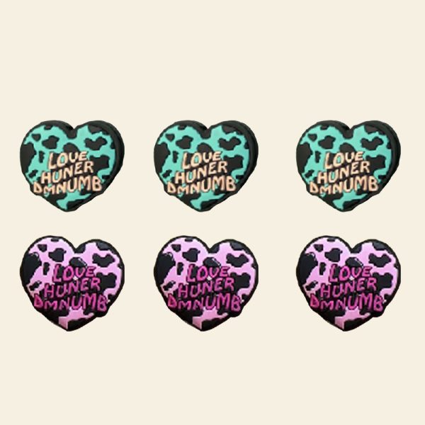 Wholesale 10PCS Cow Print Heart Silicone Beads For Cheap