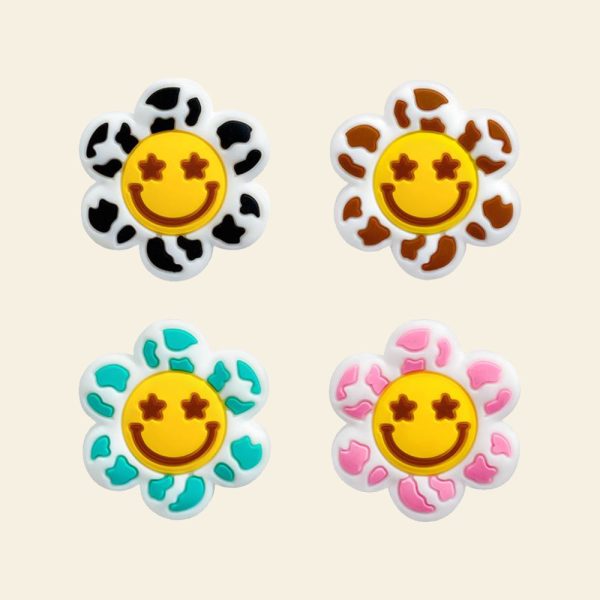 Wholesale of 10pcs Cartoon Cow Patterned Sunflower Silicone Beads on Sale