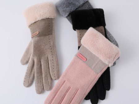 Wholesale Winter Cashmere Thickened Windproof and Warm Touch Screen Cycling Wool Gloves For Discount