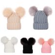 Wholesale Parent-child Hat Threaded Double Fur Ball Knitted Hat Winter Hat For Cheap