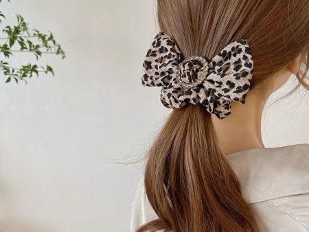 Wholesale Leopard Print Bow Fabric Hair Tie For Sale