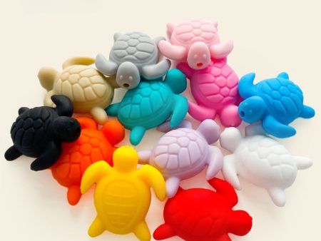 Wholesale 10pcs pack Solid Color Animal Turtle Silicone Focus Beads For Cheap