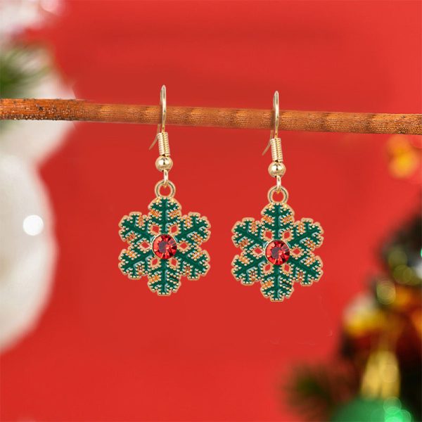 Wholesale Christmas Snowflake Oil Inlaid Diamond DIY Earrings Fashion