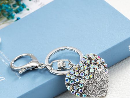 Wholesale 10PCS Colorful Diamond Love Metal Keychain Online Sale