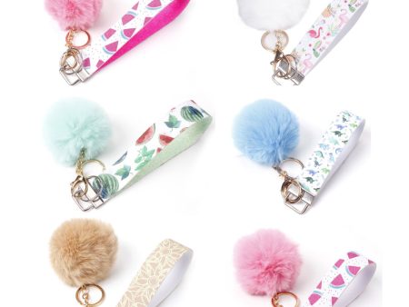 Wholesale 10pcs PU Leather Fur Ball Keychain Online Sale