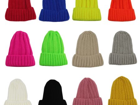 Wholesale Acrylic Solid Color Warm Knitted Hat Online Hot Sale