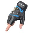 Wholesale Skull Head Rivet Half Finger Leather Gloves Online Hot Sale