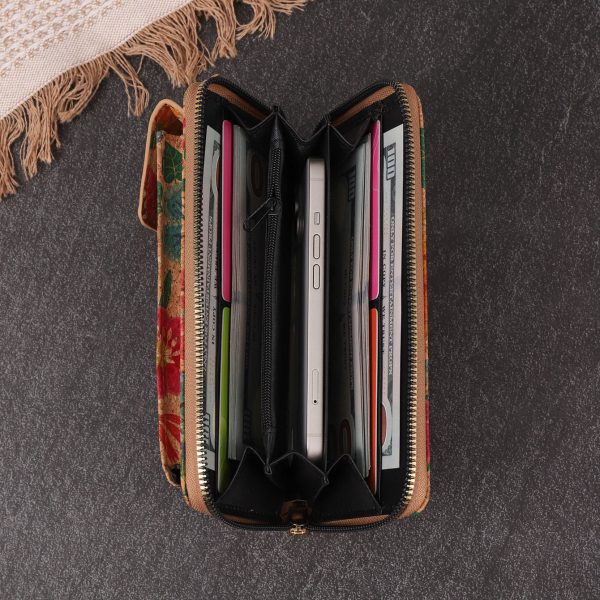 Wholesale Vintage Bohemian Style Wallet, Wood Grain Mobile Phone Bag, Zero PU Wallet on Sale