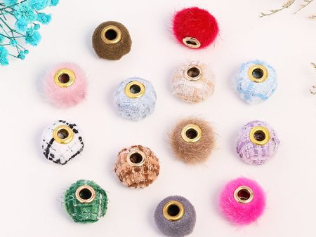 Wholesale 50PCS Colored Fuzzy Balls Metal Straight Hole Loose Beads Discount