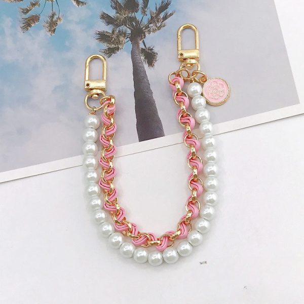 Wholesale Double Chain Pearl Mobile Phone Lanyards Supply