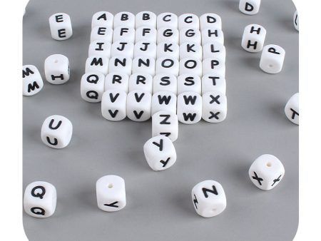 Wholesale 3PCS 12mm 26 English Letters Silicone Beads Fashion