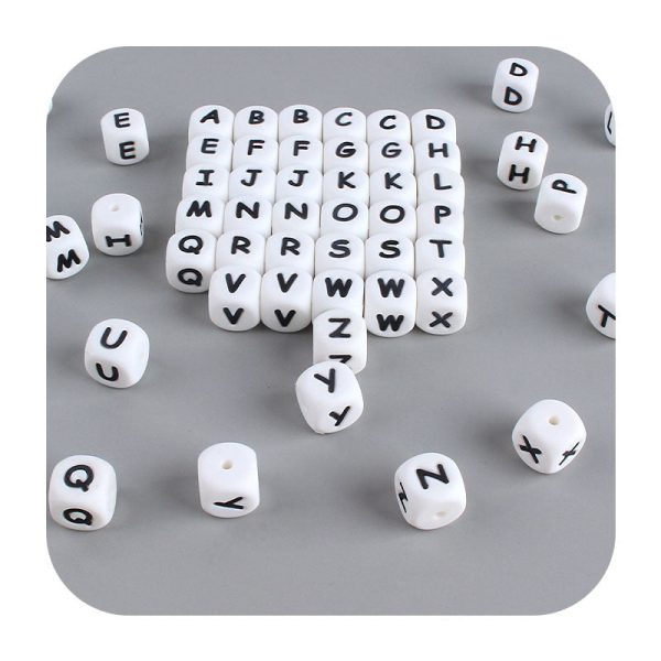 Wholesale 3PCS 12mm 26 English Letters Silicone Beads Fashion