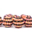 Wholesale 5pcs 20MM Resin Diamond Ball Beads Orange AB + Black Stripe Diamond Ball Beads Sale