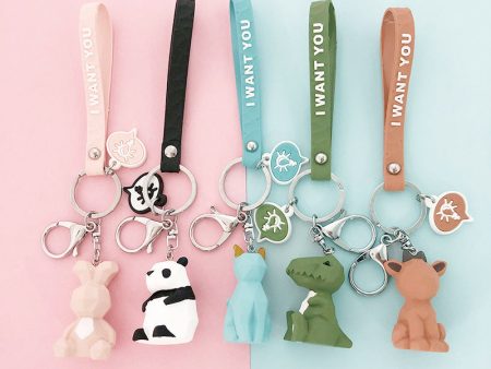 Wholesale 10PCS Geometric Faceted Animal Silicone Keychain Hot on Sale