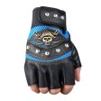 Wholesale Skull Head Rivet Half Finger Leather Gloves Online Hot Sale