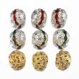 Wholesale 50PCS 8-10mm Hollow Rhinestone Spherical DIY Spacer Beads Online Sale