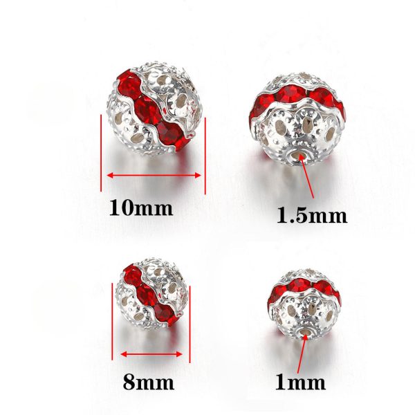 Wholesale 50PCS 8-10mm Hollow Rhinestone Spherical DIY Spacer Beads Online Sale