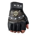 Wholesale Skull Head Rivet Half Finger Leather Gloves Online Hot Sale