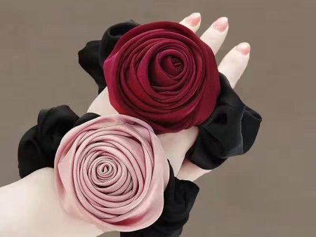 Wholesale Rose Fabric Large Intestine Hair Tie Fashion