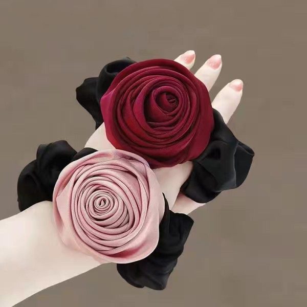 Wholesale Rose Fabric Large Intestine Hair Tie Fashion