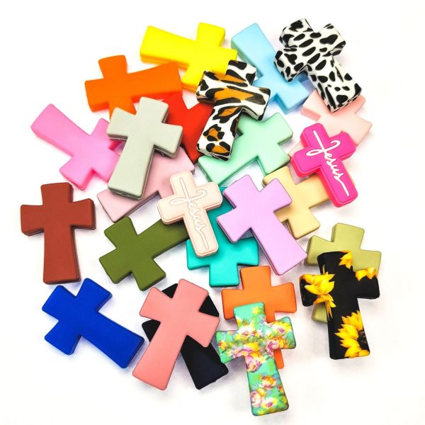 Wholesale 30 PCS DIY Cross Silicone Beads Online Hot Sale