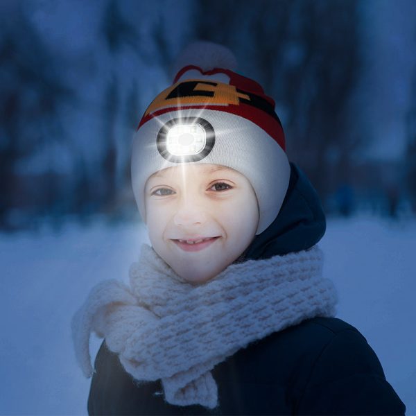 Wholesale Led Rechargeable Removable and Washable Children s Luminous Outdoor Warm Knitted Hat Cheap