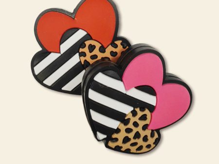 Wholesale 10pcs Heart Shaped Leopard Print Silicone Focal Beads Online Hot Sale