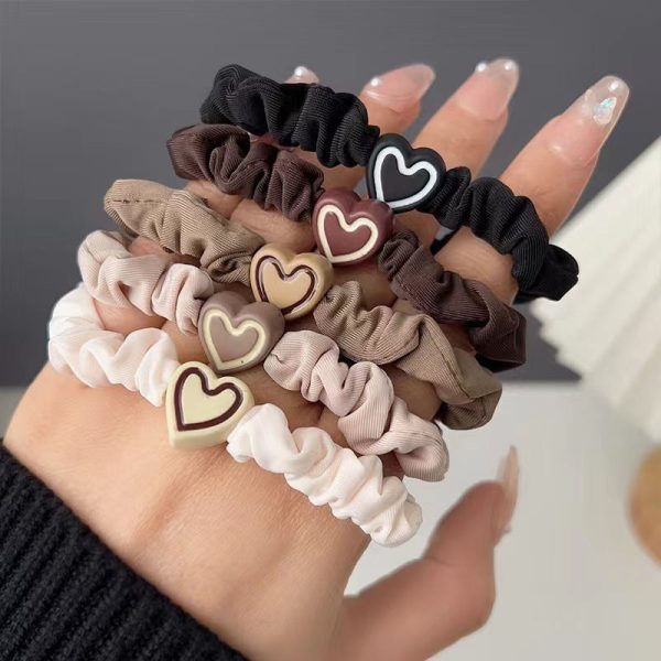 Wholesale 5PCS Plastic Love High Elastic Hair Ties Online Hot Sale